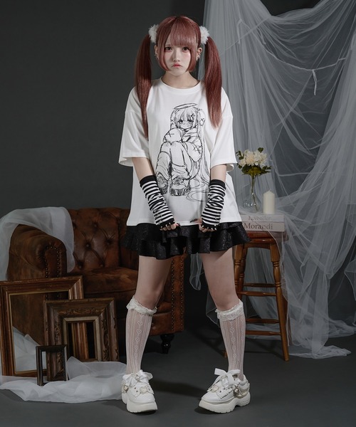 Pal elfy(パルエルフィー)の「イラストT(Tシャツ/カットソー・レディース・ブラック/オフホワイト・フリー)」の10枚目の写真