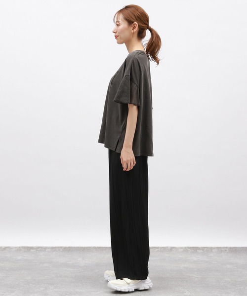 LAKOLE（ラコレ）の「袖メッシュアソートロゴT / 143177（Tシャツ/カットソー・レディース・グリーン/チャコール/アイボリー・FREE）」の5枚目の写真