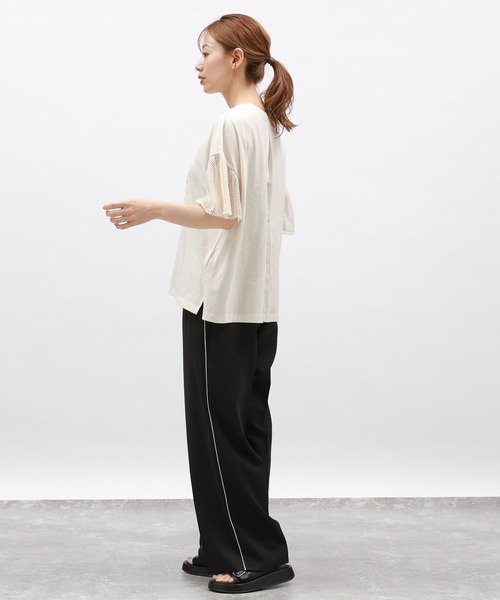 LAKOLE（ラコレ）の「袖メッシュアソートロゴT / 143177（Tシャツ/カットソー・レディース・グリーン/チャコール/アイボリー・FREE）」の11枚目の写真