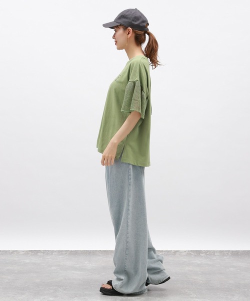 LAKOLE（ラコレ）の「袖メッシュアソートロゴT / 143177（Tシャツ/カットソー・レディース・グリーン/チャコール/アイボリー・FREE）」の16枚目の写真