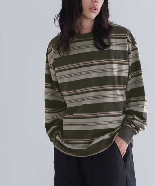 マルチボーダーロングスリーブTシャツ』（Tシャツ/カットソー）｜n