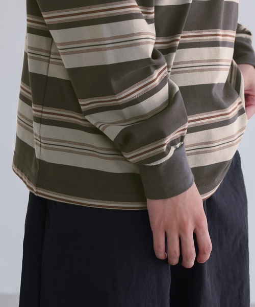 n'OrLABEL（ノアールレーベル）の「『マルチボーダーロングスリーブTシャツ』（Tシャツ/カットソー・メンズ・ネイビー/チャコール・L/M）」の8枚目の写真