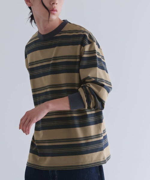 n'OrLABEL（ノアールレーベル）の「『マルチボーダーロングスリーブTシャツ』（Tシャツ/カットソー・メンズ・ネイビー/チャコール・L/M）」の12枚目の写真