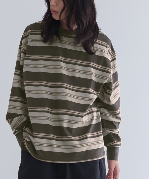 n'OrLABEL（ノアールレーベル）の「『マルチボーダーロングスリーブTシャツ』（Tシャツ/カットソー・メンズ・ネイビー/チャコール・L/M）」の3枚目の写真