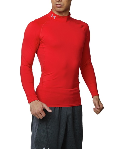 UNDER ARMOUR（アンダーアーマー）の「UAヒートギアアーマー ロングスリーブ モックネック シャツ（トレーニング/メンズ）（Tシャツ/カットソー・メンズ・レッド/ブラック/ホワイト/ネイビー・M/L/2XL/S/XL/3XL）」の4枚目の写真