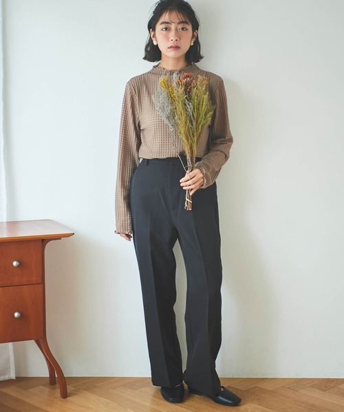 mil（ミル）の「【5サイズ展開】センタープレスストレートパンツ（その他パンツ・レディース・テラコッタ/ライラック/ブラック/グレイッシュベージュ/カーキ・S-Regular/M-Short/S-Short/フリー/M-Regular）」の6枚目の写真