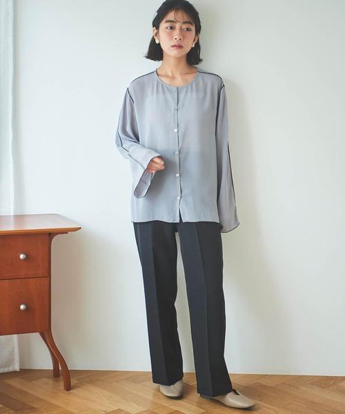 mil（ミル）の「【5サイズ展開】センタープレスストレートパンツ（その他パンツ・レディース・テラコッタ/ライラック/ブラック/グレイッシュベージュ/カーキ・S-Regular/M-Short/S-Short/フリー/M-Regular）」の11枚目の写真
