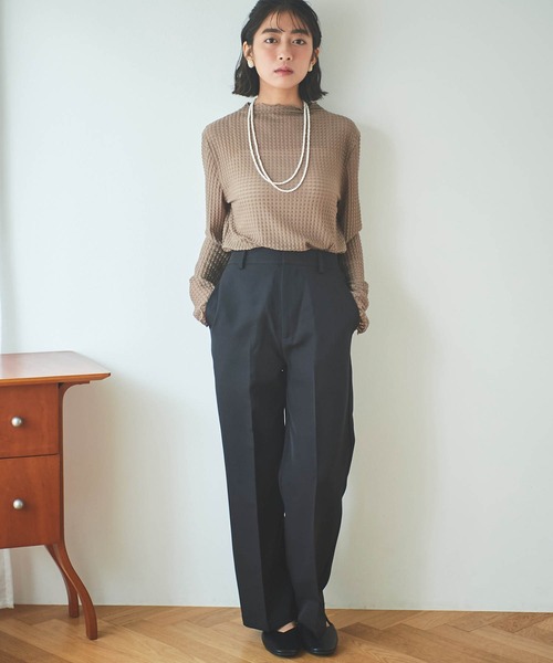 mil（ミル）の「【5サイズ展開】センタープレスストレートパンツ（その他パンツ・レディース・テラコッタ/ライラック/ブラック/グレイッシュベージュ/カーキ・S-Regular/M-Short/S-Short/フリー/M-Regular）」の7枚目の写真