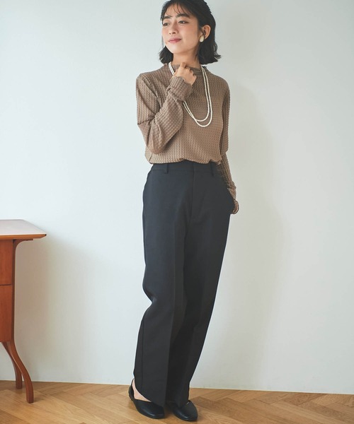 mil（ミル）の「【5サイズ展開】センタープレスストレートパンツ（その他パンツ・レディース・テラコッタ/ライラック/ブラック/グレイッシュベージュ/カーキ・S-Regular/M-Short/S-Short/フリー/M-Regular）」の8枚目の写真