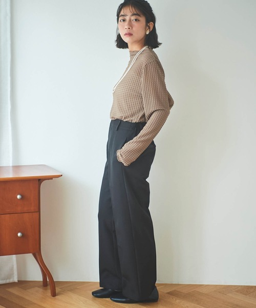 mil（ミル）の「【5サイズ展開】センタープレスストレートパンツ（その他パンツ・レディース・テラコッタ/ライラック/ブラック/グレイッシュベージュ/カーキ・S-Regular/M-Short/S-Short/フリー/M-Regular）」の9枚目の写真