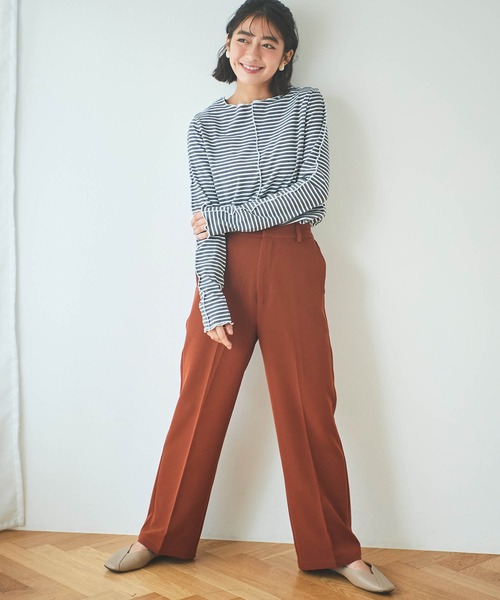mil（ミル）の「【5サイズ展開】センタープレスストレートパンツ（その他パンツ・レディース・テラコッタ/ライラック/ブラック/グレイッシュベージュ/カーキ・S-Regular/M-Short/S-Short/フリー/M-Regular）」の17枚目の写真