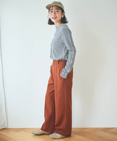 mil（ミル）の「【5サイズ展開】センタープレスストレートパンツ（その他パンツ・レディース・テラコッタ/ライラック/ブラック/グレイッシュベージュ/カーキ・S-Regular/M-Short/S-Short/フリー/M-Regular）」の20枚目の写真
