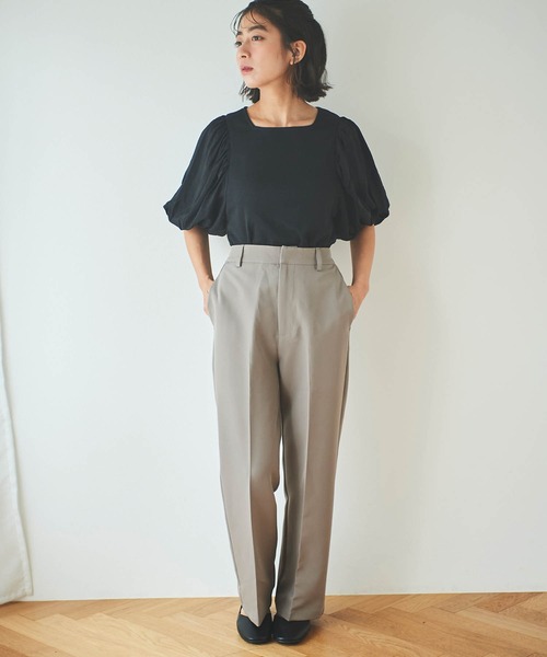 mil（ミル）の「【5サイズ展開】センタープレスストレートパンツ（その他パンツ・レディース・テラコッタ/ライラック/ブラック/グレイッシュベージュ/カーキ・S-Regular/M-Short/S-Short/フリー/M-Regular）」の21枚目の写真