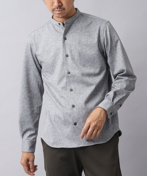 NOLLEY’S（ノーリーズ）の「【ACTIVE SECT】《限定展開 / イージーケア》ハイストレッチ バンドカラーシャツ（シャツ/ブラウス・メンズ・ダークネイビー/ライトグレー・S/M/L/XL）」の2枚目の写真