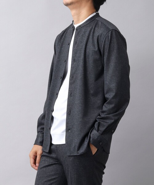 NOLLEY’S（ノーリーズ）の「【ACTIVE SECT】《限定展開 / イージーケア》ハイストレッチ バンドカラーシャツ（シャツ/ブラウス・メンズ・ダークネイビー/ライトグレー・S/M/L/XL）」の4枚目の写真