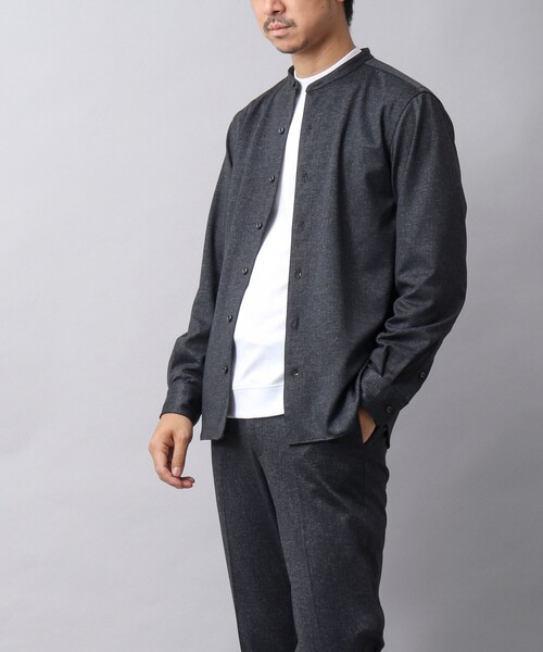 NOLLEY’S（ノーリーズ）の「【ACTIVE SECT】《限定展開 / イージーケア》ハイストレッチ バンドカラーシャツ（シャツ/ブラウス・メンズ・ダークネイビー/ライトグレー・S/M/L/XL）」の5枚目の写真
