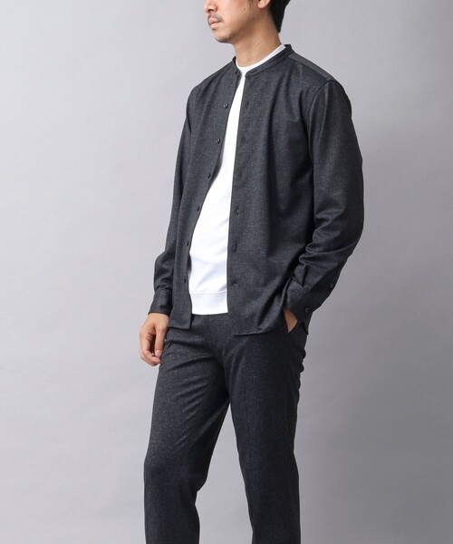 NOLLEY’S（ノーリーズ）の「【ACTIVE SECT】《限定展開 / イージーケア》ハイストレッチ バンドカラーシャツ（シャツ/ブラウス・メンズ・ダークネイビー/ライトグレー・S/M/L/XL）」の10枚目の写真