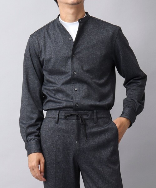 NOLLEY’S（ノーリーズ）の「【ACTIVE SECT】《限定展開 / イージーケア》ハイストレッチ バンドカラーシャツ（シャツ/ブラウス・メンズ・ダークネイビー/ライトグレー・S/M/L/XL）」の14枚目の写真