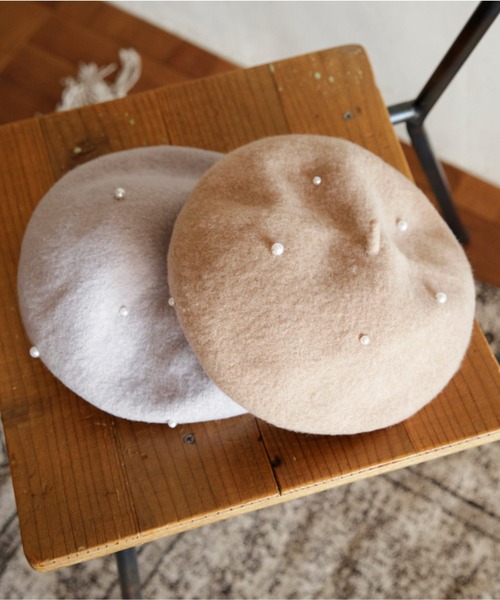 BRANSHES（ブランシェス）の「【ウール100％】パール付きベレー帽（ハンチング/ベレー帽・キッズ・グレー/ベージュ・L/M/S）」の11枚目の写真