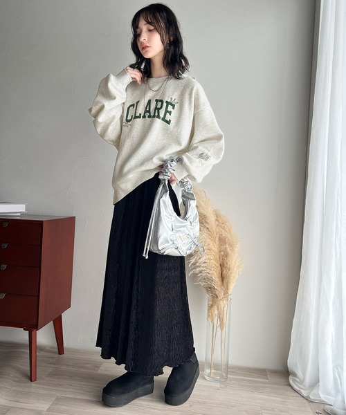 Java（ジャバ）の「《Javaジャバコラボ》トレンド感抜群！カレッジロゴ＆手書き風刺繍裏起毛スウェット（スウェット・レディース・ブラック/オートミール/オフホワイト・X-LARGE/SMALL/MEDIUM/LARGE）」の15枚目の写真