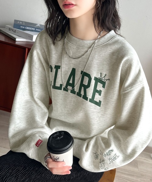 Java（ジャバ）の「《Javaジャバコラボ》トレンド感抜群！カレッジロゴ＆手書き風刺繍裏起毛スウェット（スウェット・レディース・ブラック/オートミール/オフホワイト・X-LARGE/SMALL/MEDIUM/LARGE）」の12枚目の写真