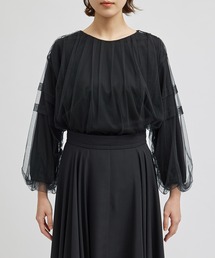 チュールレイヤードブラウスライクカットソー