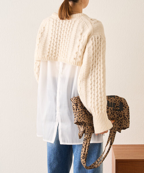 SHENERY（シーナリー）の「バックボタンボリュームスリーブチュニック（シャツ/ブラウス・レディース・アイボリー/ブラウン/ホワイト・FREE）」の19枚目の写真