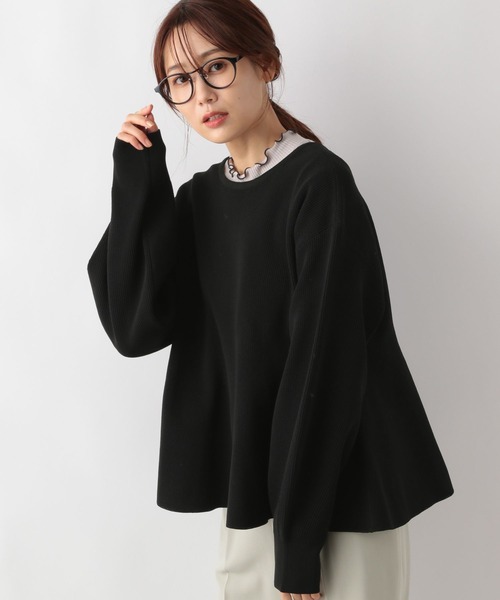 GLOBAL WORK（グローバルワーク）の「リッチライト2WAYペプラム/133016（ニット/セーター・レディース・ブラック/ライトグレー・FREE）」の2枚目の写真