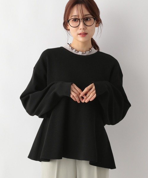 GLOBAL WORK（グローバルワーク）の「リッチライト2WAYペプラム/133016（ニット/セーター・レディース・ブラック/ライトグレー・FREE）」の12枚目の写真