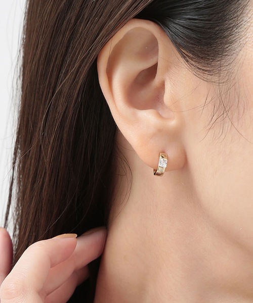 CALIN　STANDARD（カリンスタンダード）の「◆金属アレルギー対応◆◆made in japan◆【片手でスムースワンタッチ】ストーン　ミニスムースピアス（ピアス（両耳用）・レディース・ゴールド/ピンクゴールド/シルバー・FREE）」の3枚目の写真