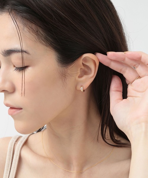CALIN　STANDARD（カリンスタンダード）の「◆金属アレルギー対応◆◆made in japan◆【片手でスムースワンタッチ】ストーン　ミニスムースピアス（ピアス（両耳用）・レディース・ゴールド/ピンクゴールド/シルバー・FREE）」の6枚目の写真