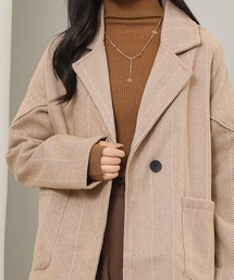 Lace Ladies（レースレディース）の「ヘリンボーン柄 厚手 テーラード ミドル コート（チェスターコート）」