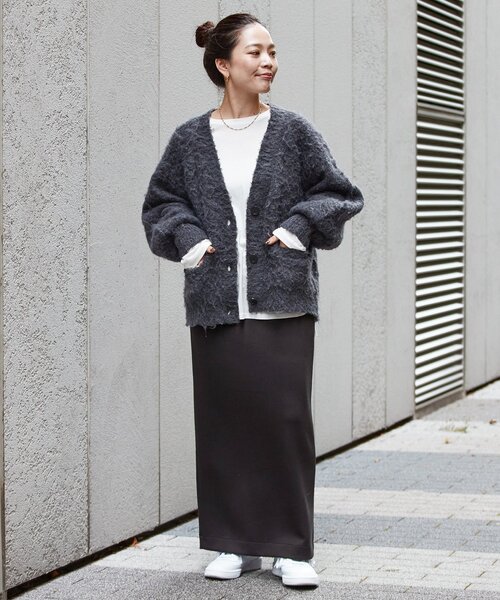 B.C STOCK(ベーセーストック)の「《追加》Vネック起毛シャギーカーディガン(カーディガン/ボレロ・レディース・チャコールグレー/ブルー/ホワイト/ピンク・FREE)」の5枚目の写真