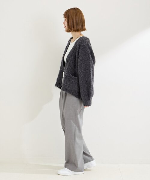 B.C STOCK(ベーセーストック)の「《追加》Vネック起毛シャギーカーディガン(カーディガン/ボレロ・レディース・チャコールグレー/ブルー/ホワイト/ピンク・FREE)」の13枚目の写真