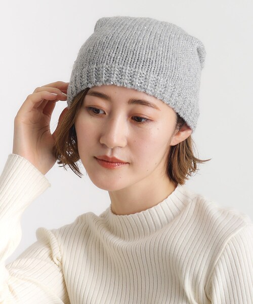 grove（グローブ）の「◆スパンコールニットワッチ（ニットキャップ/ビーニー・レディース・グレー/ブラック/アイボリー・00）」の5枚目の写真