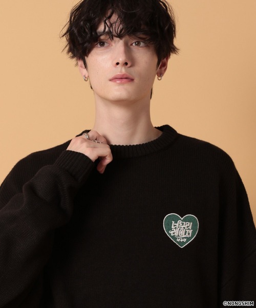 RAGEBLUE(レイジブルー)の「【NEOGURI/ノグリ】コラボ/ハートモチーフオーバーサイズニット(ニット/セーター・メンズ・グレー/ブラック・LARGE/MEDIUM)」の9枚目の写真