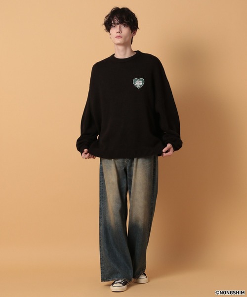 RAGEBLUE(レイジブルー)の「【NEOGURI/ノグリ】コラボ/ハートモチーフオーバーサイズニット(ニット/セーター・メンズ・グレー/ブラック・LARGE/MEDIUM)」の4枚目の写真