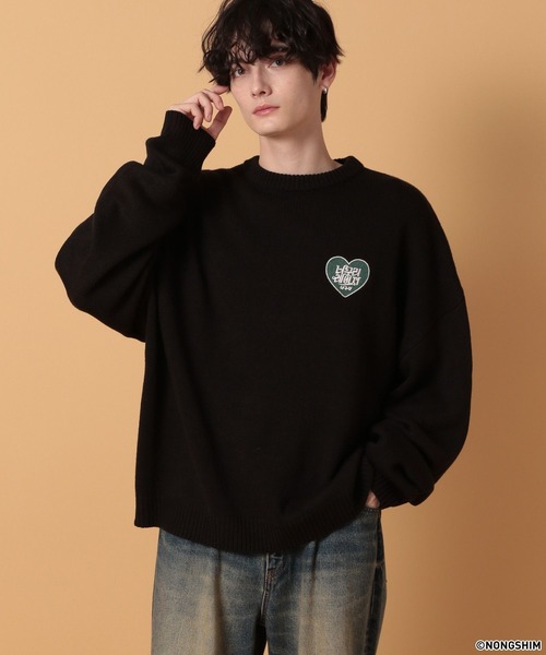 RAGEBLUE(レイジブルー)の「【NEOGURI/ノグリ】コラボ/ハートモチーフオーバーサイズニット(ニット/セーター・メンズ・グレー/ブラック・LARGE/MEDIUM)」の5枚目の写真