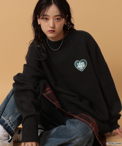 RAGEBLUE(レイジブルー)の「【NEOGURI/ノグリ】コラボ/ハートモチーフオーバーサイズニット(ニット/セーター・メンズ・グレー/ブラック・LARGE/MEDIUM)」の15枚目の写真