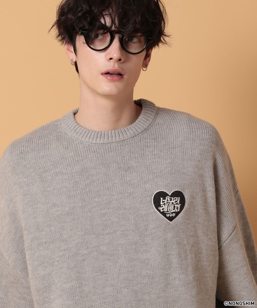 RAGEBLUE(レイジブルー)の「【NEOGURI/ノグリ】コラボ/ハートモチーフオーバーサイズニット(ニット/セーター・メンズ・グレー/ブラック・LARGE/MEDIUM)」の3枚目の写真