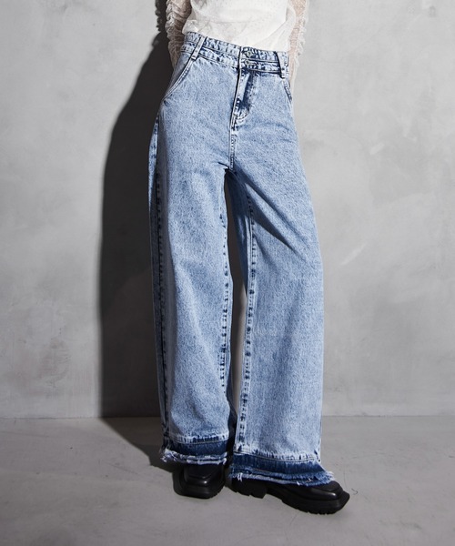 【セール】ハイウエストダメージ加工デニム（デニムパンツ）｜Y/lim（イリム）デニムパンツ