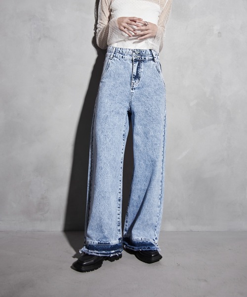 【セール】ハイウエストダメージ加工デニム（デニムパンツ）｜Y/lim（イリム）
