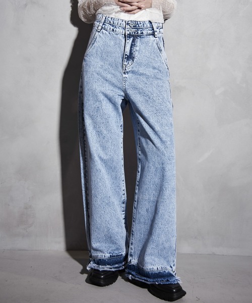 【セール】ハイウエストダメージ加工デニム（デニムパンツ）｜Y/lim（イリム）