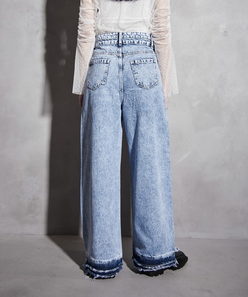 【セール】ハイウエストダメージ加工デニム（デニムパンツ）｜Y/lim（イリム）