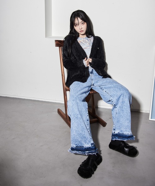 【セール】ハイウエストダメージ加工デニム（デニムパンツ）｜Y/lim（イリム）