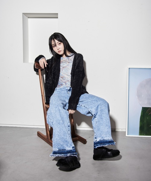 【セール】ハイウエストダメージ加工デニム（デニムパンツ）｜Y/lim（イリム）