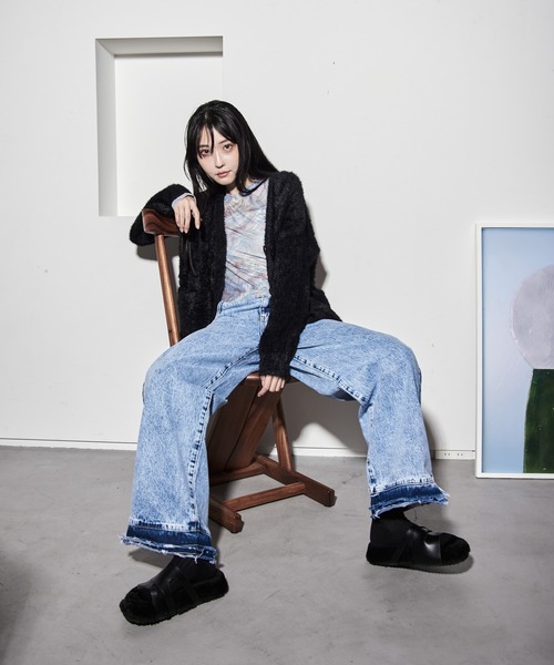 【セール】ハイウエストダメージ加工デニム（デニムパンツ）｜Y/lim（イリム）
