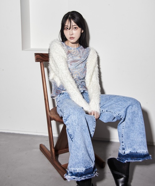 【セール】ハイウエストダメージ加工デニム（デニムパンツ）｜Y/lim（イリム）