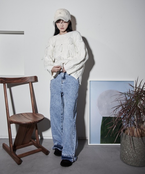 【セール】ハイウエストダメージ加工デニム（デニムパンツ）｜Y/lim（イリム）