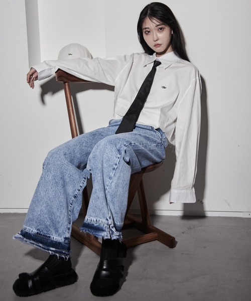 【セール】ハイウエストダメージ加工デニム（デニムパンツ）｜Y/lim（イリム）